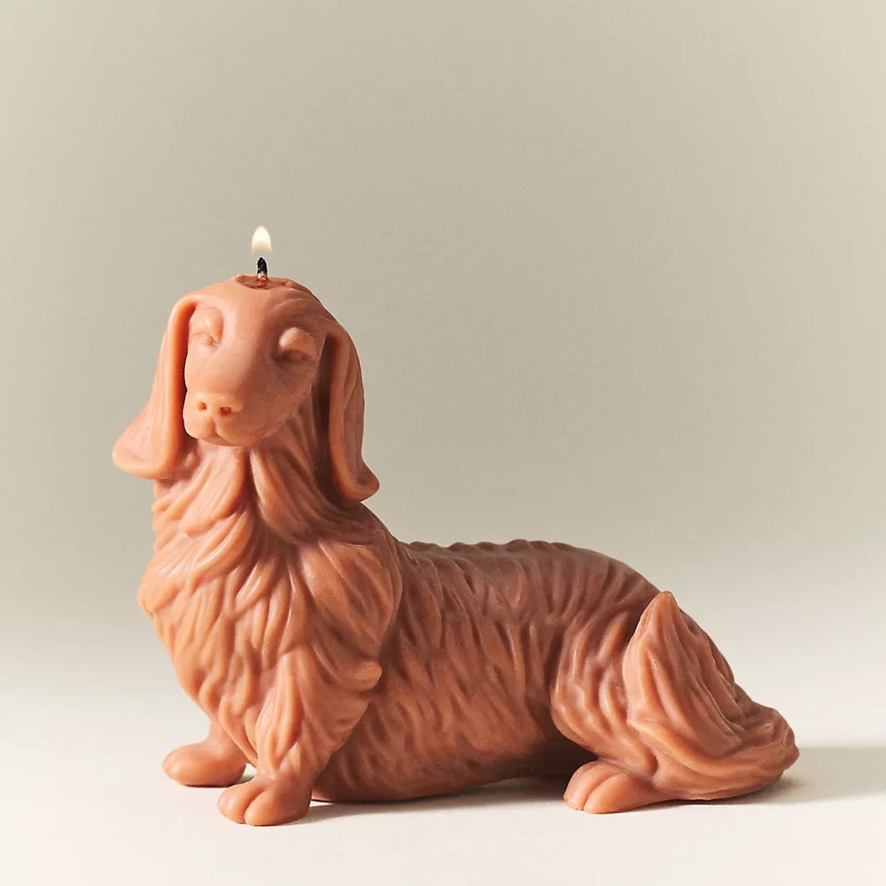 Anthropologie Davie Ocho Dachshund Dog Sculpted Wax Candle